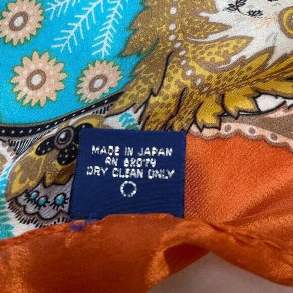 Honey Silk Scarf 30x31" Square Leafy Floral Pattern Multi Color - Picture 7 of 7